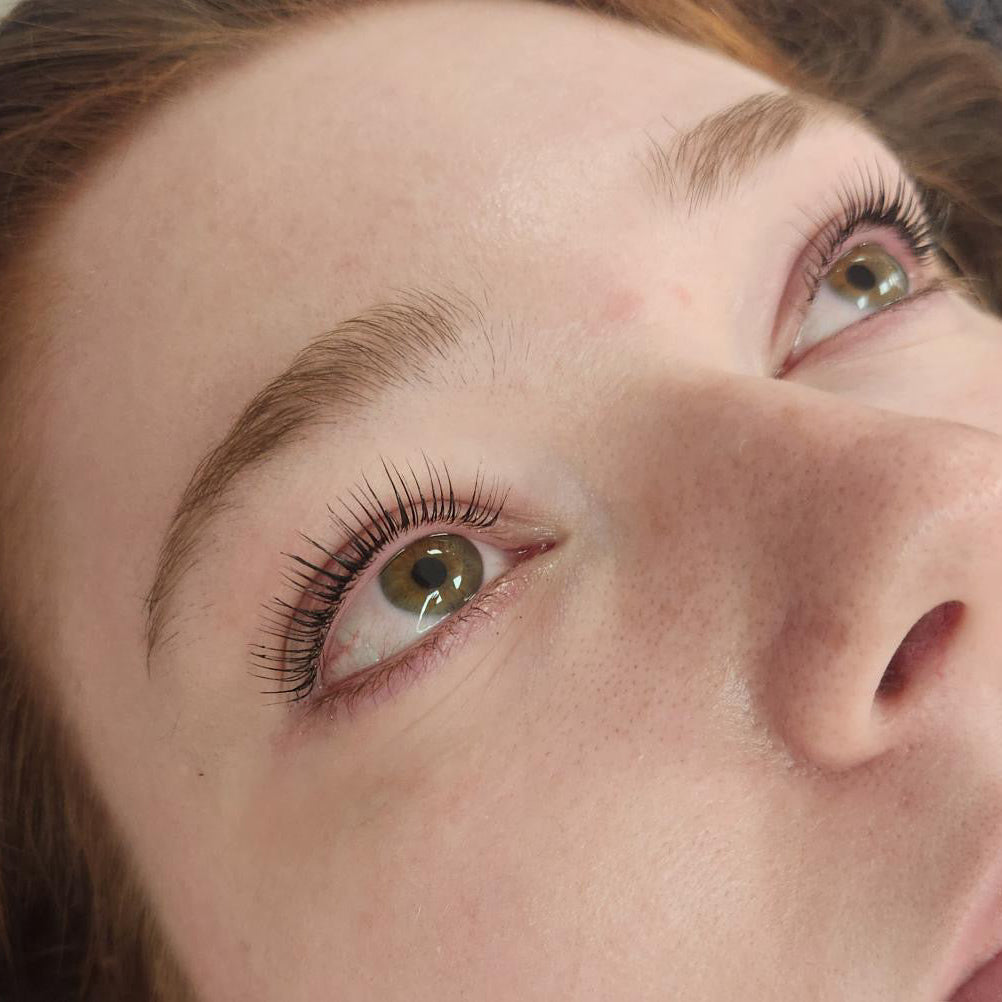 Close-up of a person's eye with Lash Lift & Tint
